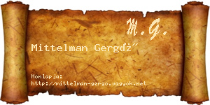 Mittelman Gergő névjegykártya